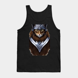 Viking Cat Portrait in Armour Tank Top